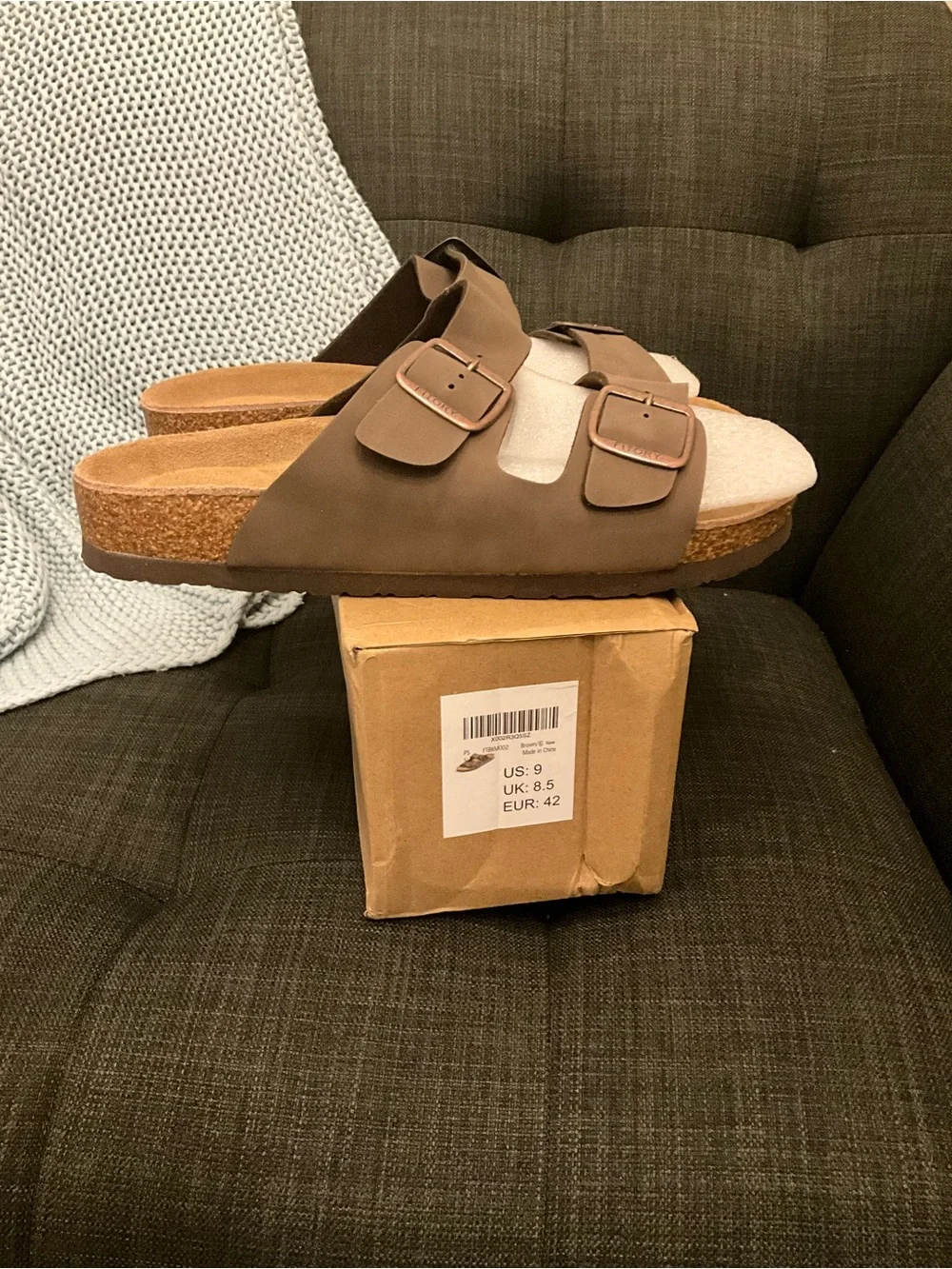 Fitory Balance Men’s Sandals Arch Support Slides with Adjustable Buckle Straps